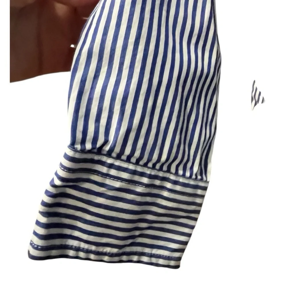 Ralph Lauren Kids Blue & White Striped Button-Up Shirt Youth M (10-12)